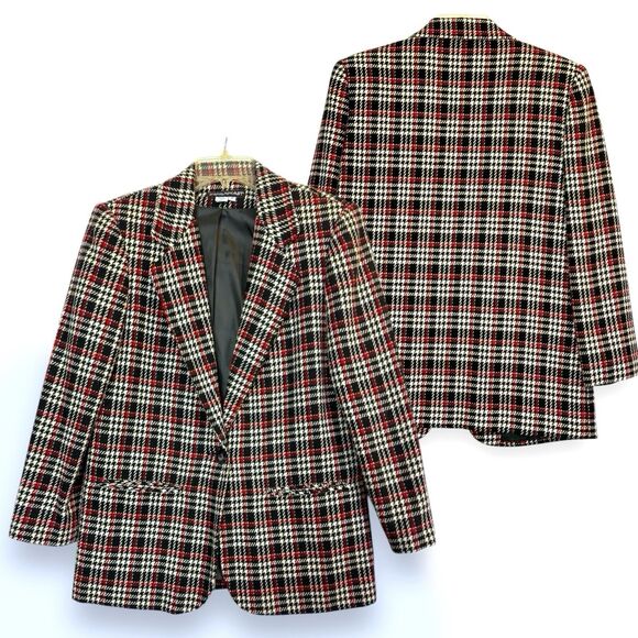 VTG Wool Blazer Savannah 6P Petite Plaid Tartan Old Money Dark Academia Preppy - Picture 1 of 10